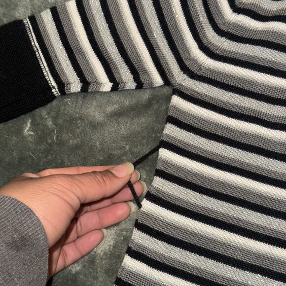 Guess Sweater Dress Kids 3T Black White Striped Crew Neck Long Sleeve Pullover - Picture 8 of 8